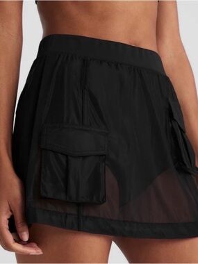 ALO Yoga Black Sheer Effusion Cargo Skirt